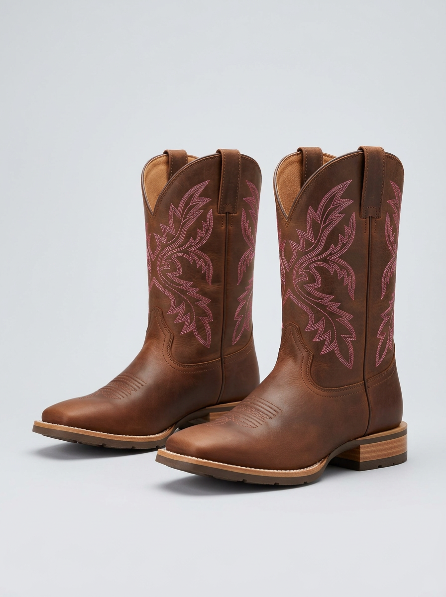 Bota Country Rosa e Marrom